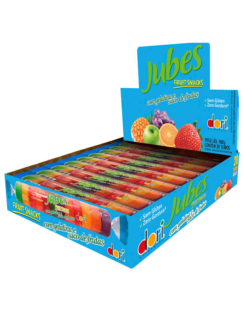 Jubes Tubo Fruit Snacks Tropical Display 20x48g 960g Dori
