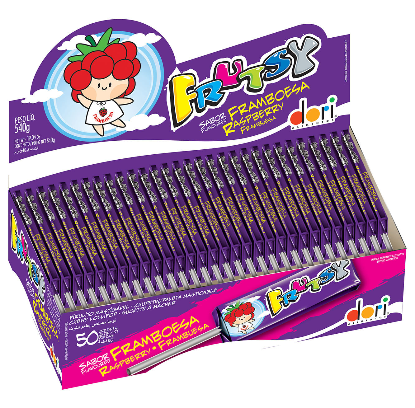 Pirulito Frutsy Mastigavel Framboesa 560g Dori | Colibri - Colibri