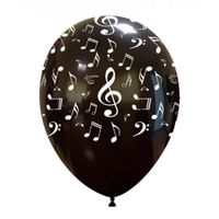 Balao Decorado N10 Notas Musica Preto/branco 25un Pic Pic