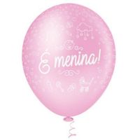 Balao Decorado N10 Menina Rosa Baby Branco 25un Pic Pic