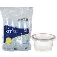 Kit Potes E Tampas Pp 250ml Transparente 25un Copozan