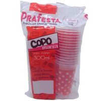 Copo Mania Poa Vermelho 300ml 30un Prafesta