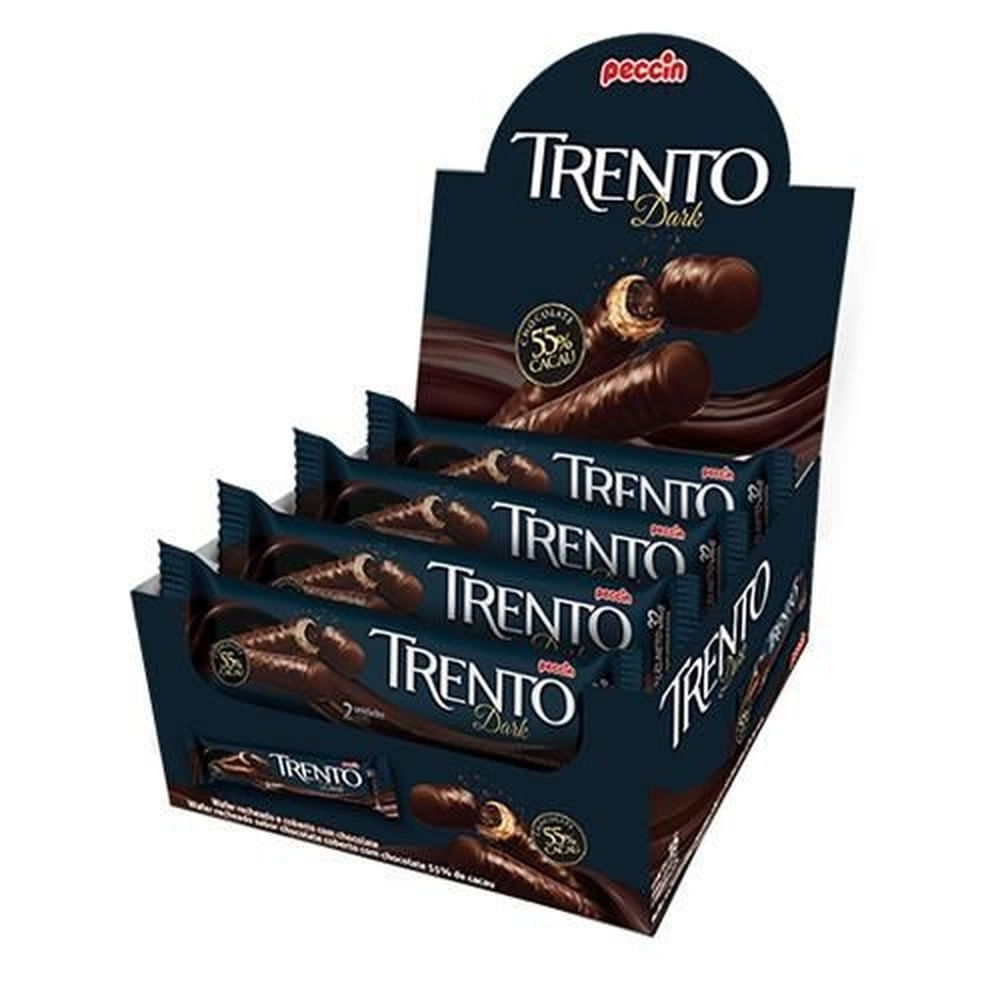 Wafer Recheado Trento Dark 55% Cacau Display 16x32g Peccin