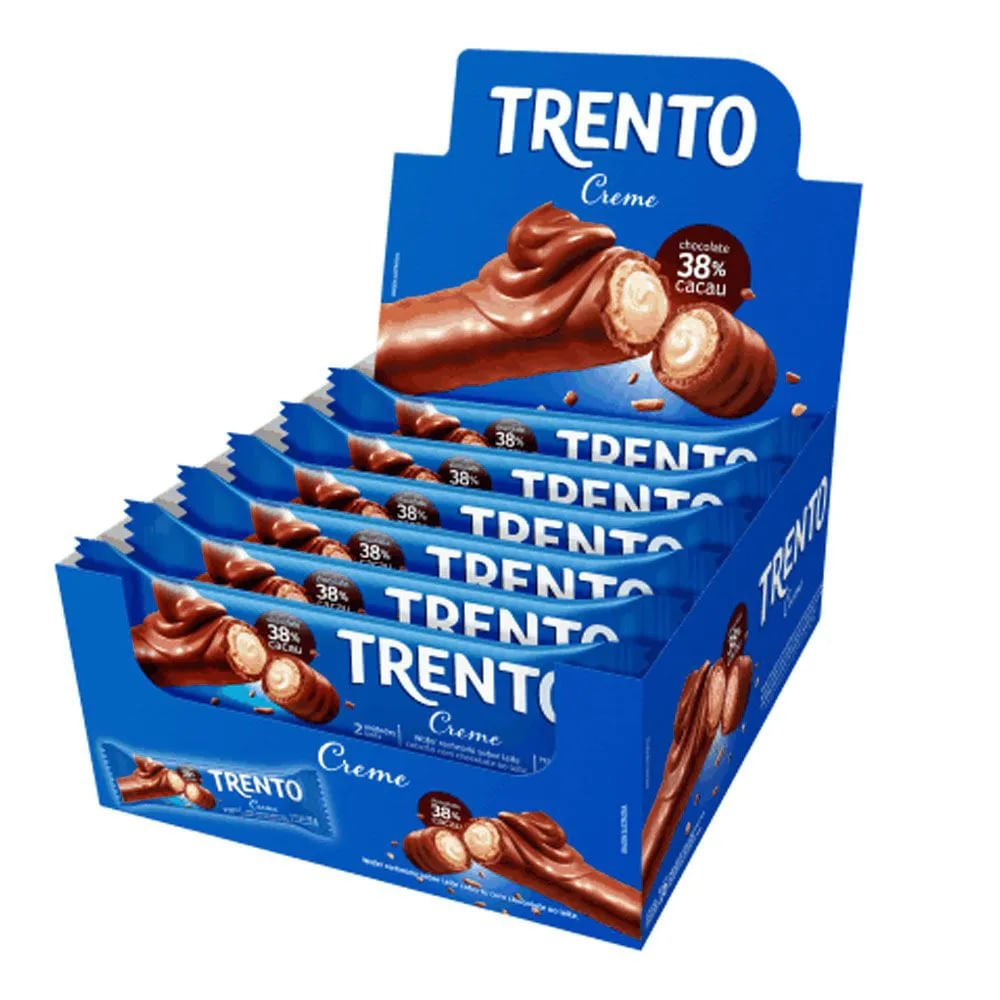 Wafer Recheado Trento Creme 38% Cacau Display 16x32g Peccin