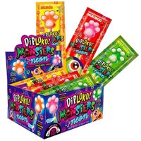 Pirulito Diploko Neon Monsters Pegada 30x10g Display 300g Danilla Foods