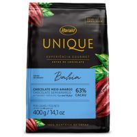 Chocolate Unique Bahia Meio Amargo 63% Cacau Gotas 400g Harald