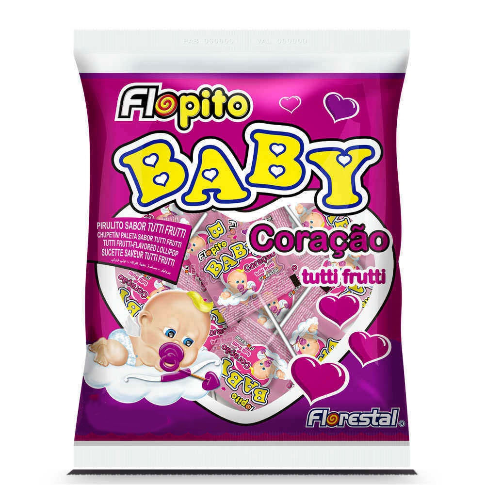 Pirulito Baby Coração Tutti Frutti 200g Florestal - Colibri Festas
