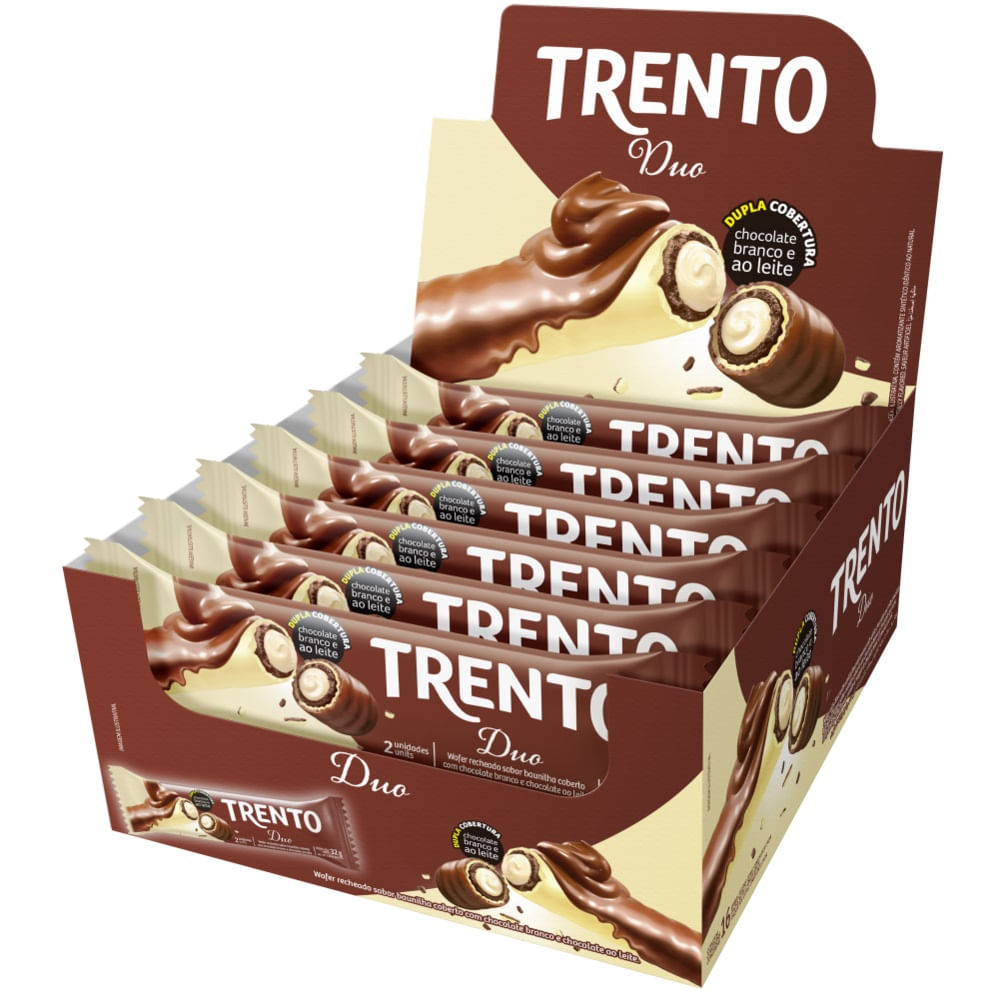 Trento Duo Chocolate Ao Leite E Branco 16x32g Display - Colibri Festas