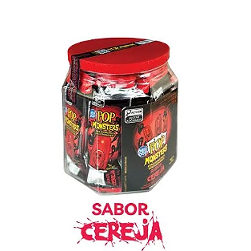 Pirulito Pop Monster Sabor Cereja 18x14g Best Pop - Colibri Festas