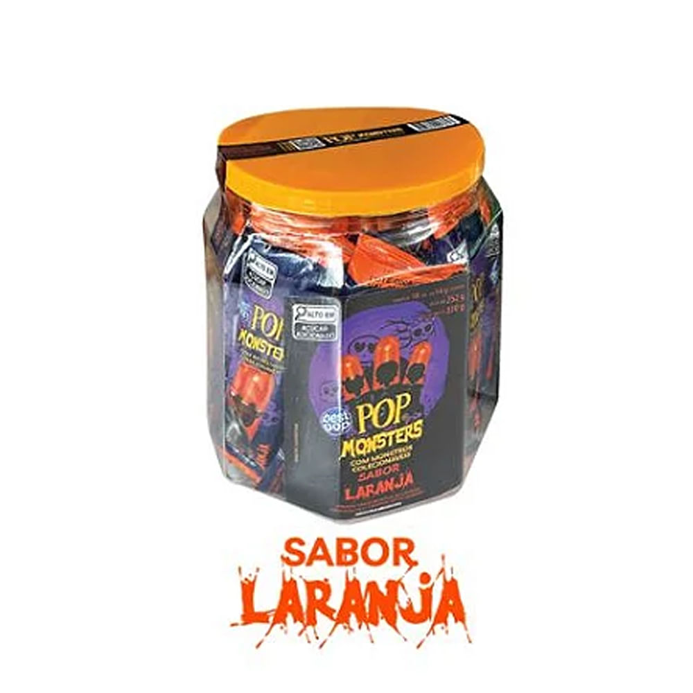 Pirulito Pop Monster Sabor Laranja 18x14g Best Pop - Colibri Festas