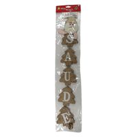 Enfeite Natal Papai Noel Saude Bege 10x47cm Florarte