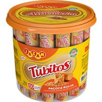 Paçoca Rolha Tubitos 50 Unidades Pote 750g Jazam