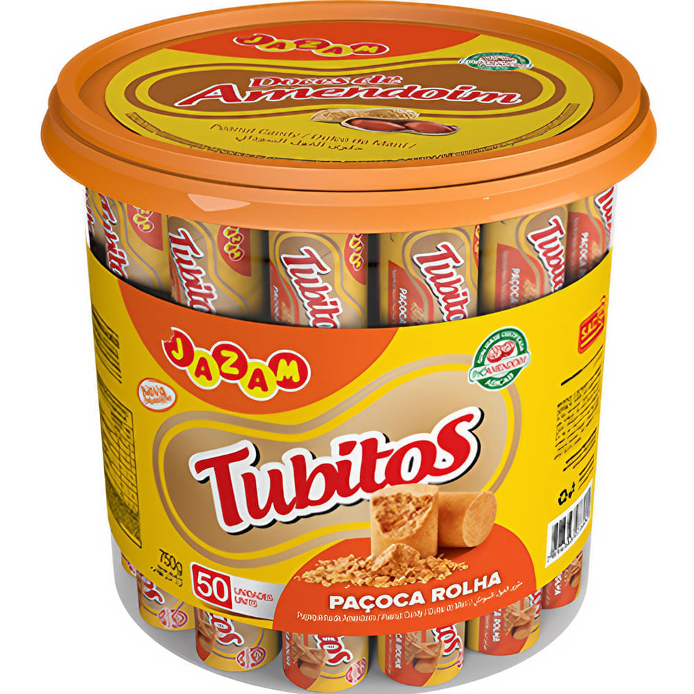 Paçoca Rolha Tubitos c/50 - Jazam