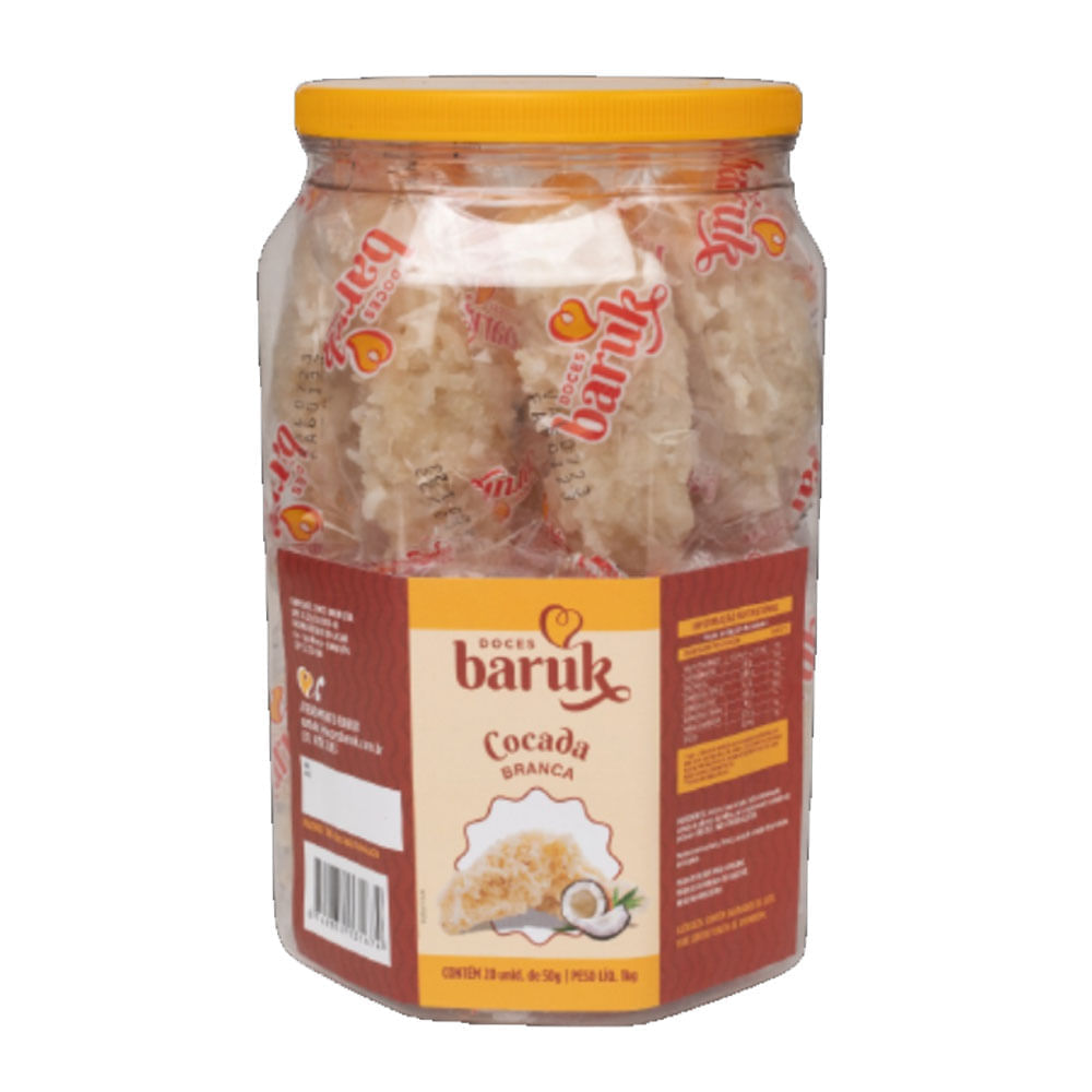 Cocada Pingada Branca Pote 1,001kg Doces Baruk