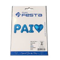 Kit De Balão Pai  Coração Azul 45cm Grupo Festa