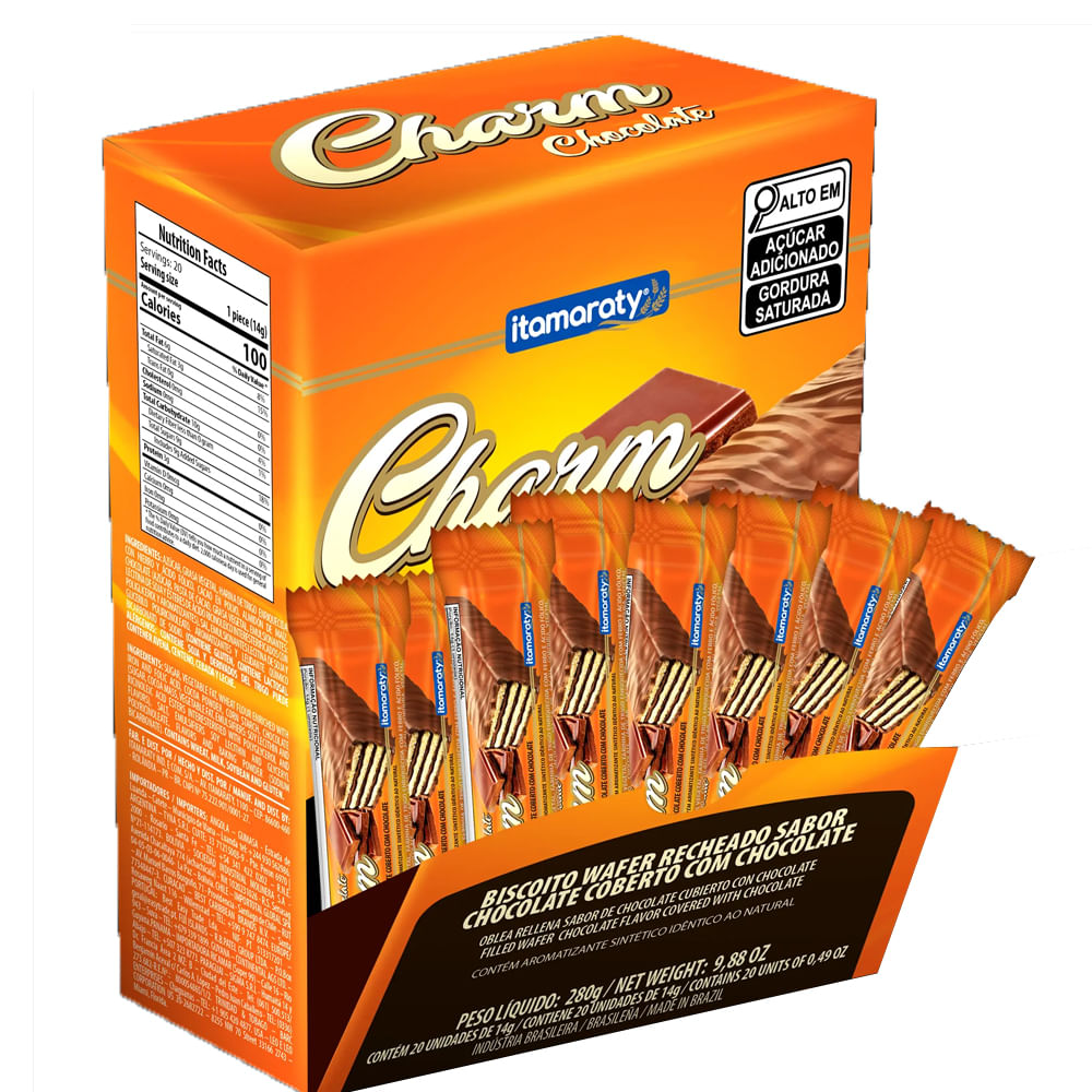 Biscoito Wafer Recheado Charm Chocolate 20unx14g Itamaraty