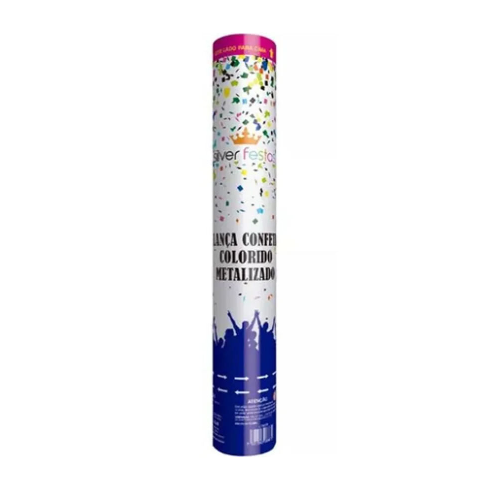 Lança Confetes Colorido Metalizado - Silver Festas