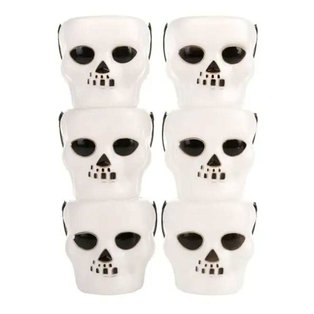Balde Halloween Caveira Com Alça Travessuras Ou Gostosuras 6 Unidades