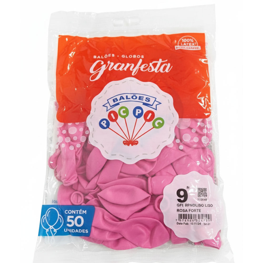 Encontraproduto.com.br - Balão GranFesta Redondo Tamanho 9 Rosa  Forte c/50 - Pic Pic