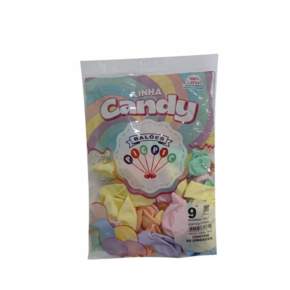 Encontraproduto.com.br - Balão Redondo Candy Sortido Tamanho 9 c/50 - Pic Pic