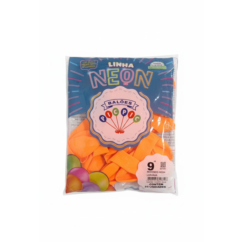 Encontraproduto.com.br - Balao Liso 9 Red Neon Laranja C-25 Picpic