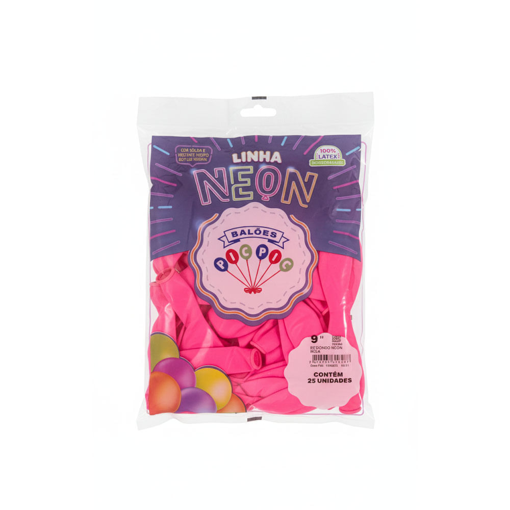 Encontraproduto.com.br - Balão Redondo Neon Rosa Tamanho 9 c/25 - Pic Pic