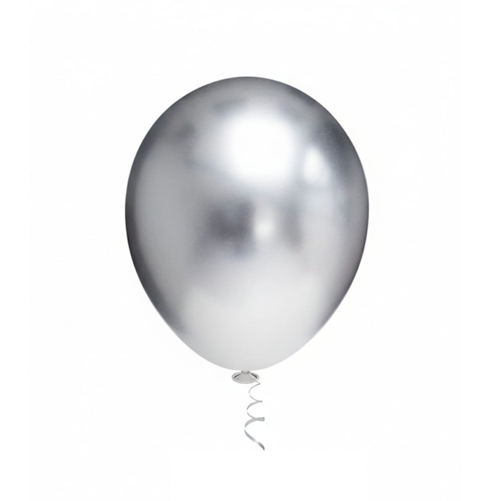 Balão Redondo Liso 9" Platino Pic Pic Prata 25un (MP)