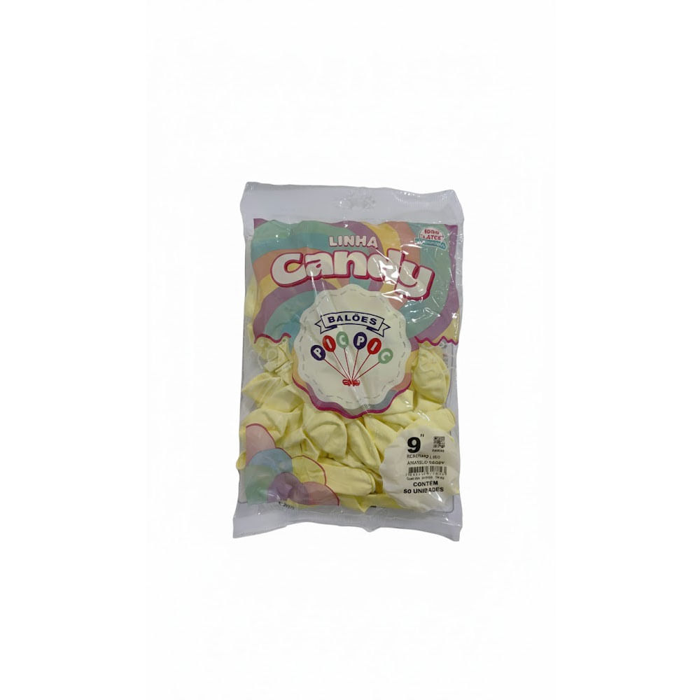Encontraproduto.com.br - Balão Redondo Candy Amarelo Tamanho 9 c/50 - Pic Pic