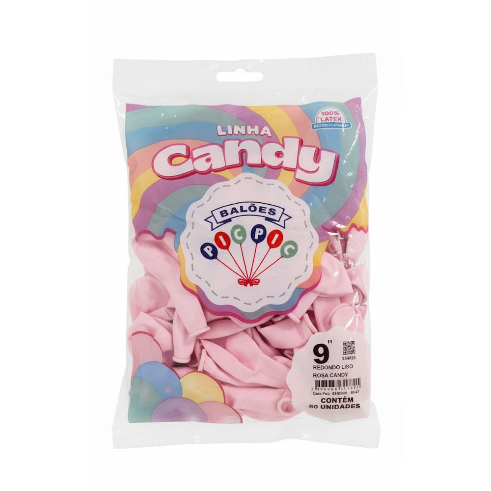 Encontraproduto.com.br - Balão Redondo Candy Rosa Tamanho 9 c/50 - Pic Pic