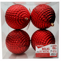 Bola De árvore De Natal Vermelha 10cm 4un Cromus