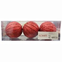 Bola De árvore De Natal Vermelha Decorada 8cm 3un Florarte