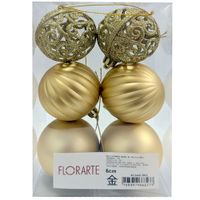 Bolas De árvore De Natal Douradas  6cm 6un Florarte