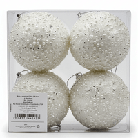 Bolas De árvore De Natal Branca Glitter 8cm 4un Rio Master