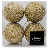 Bolas De árvore De Natal Dourada Com Lantejoulas 8cm 4un Rio Master