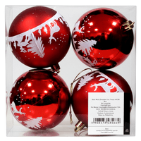 Bola De árvore De Natal Vermelha Decorada 8cm 4un Rio Master