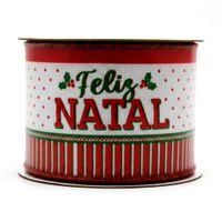 Fita Natalina De Linho Colorida Com Costura 6,3cm X 9,14m Florarte