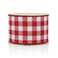 Fita Natalina Xadrez Com Costura Vermelho E Branco  6,3cm X 9,14m Florarte