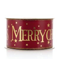 Fita Natalina Veludo Com Costura Vermelho E Dourado 6,3cm X 9,14m Florarte