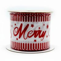 Fita Natalina De Linho Com Costura Vermelho E Branco 6,3cm 9,14 Florarte