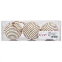 Bola De Natal Bege PVC Decorada 8cm 3un Florarte