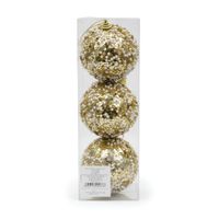 Bolas Para  árvore De Natal Lantejoula Pérola 10cm 3un Rio Master
