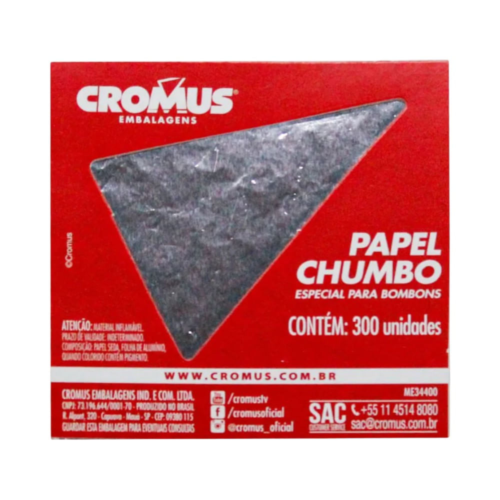 Encontraproduto.com.br - Papel Chumbo 12X11,8cm Prata 300 Unidades 022506 CROMUS