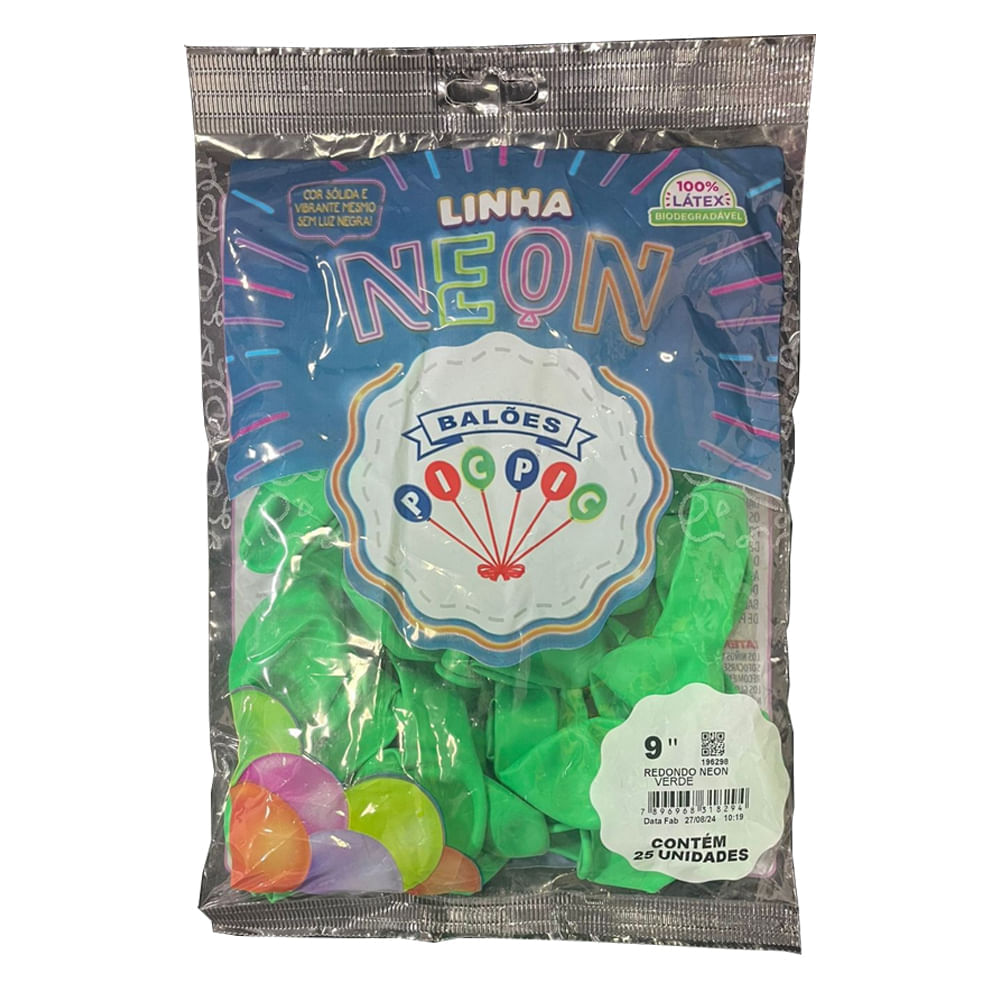 Encontraproduto.com.br - Balao Liso 9 Red Neon Verde C-25 Picpic