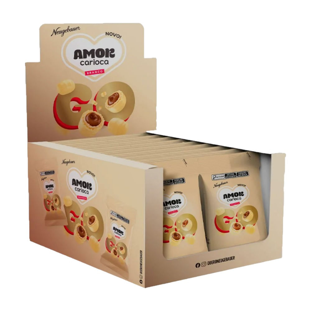 Wafer Recheado Amor Carioca Go Sabor Chocolate Branco  18x40g Display 720g Neugebauer
