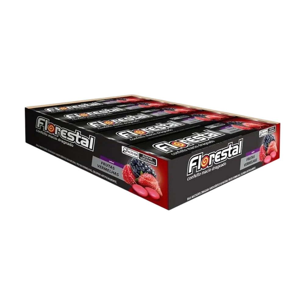 Bala Mastigável Sabor Frutas Vermelhas 10x32g Display 320g Florestal