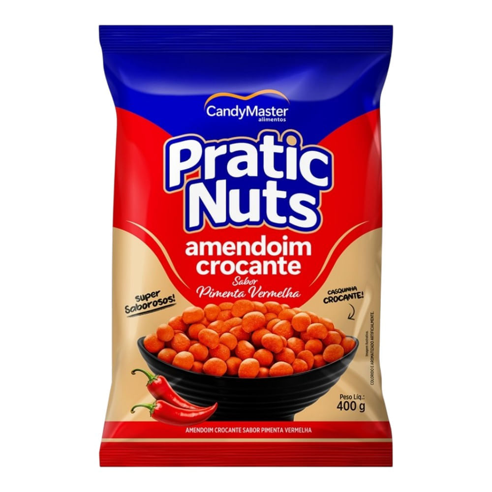 Amendoim Crocante Pratic Nuts Sabor Pimenta Vermelha 400g Candy Master